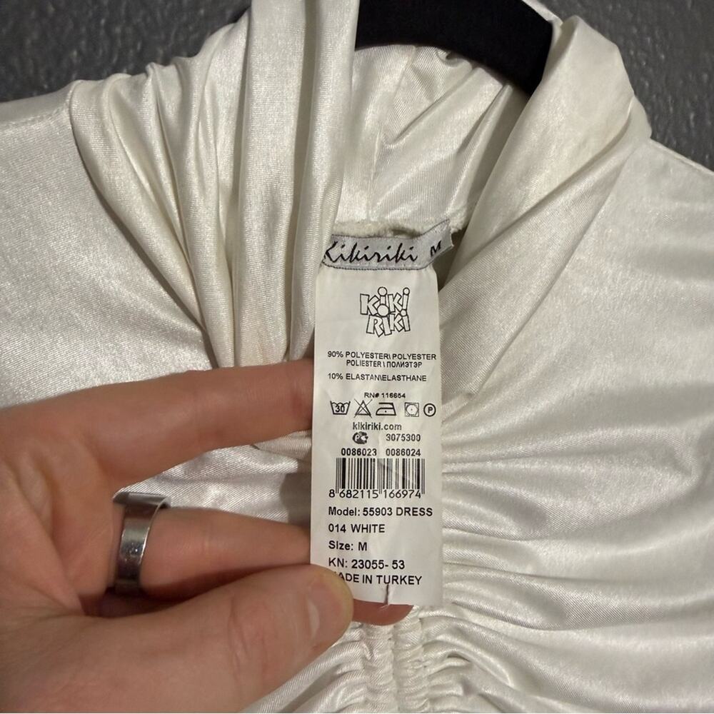 Kikiriki White Cinched Long Sleeve Mini Dress Size M - Picture 4 of 5